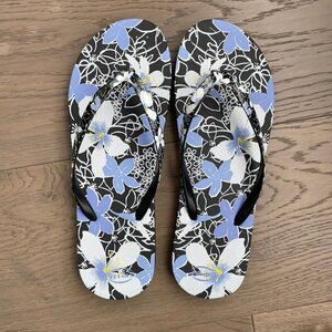 Details Tropical Vibe Casual Thong Style Flip Flop Sandals Purp Blk Wht 10 NWT